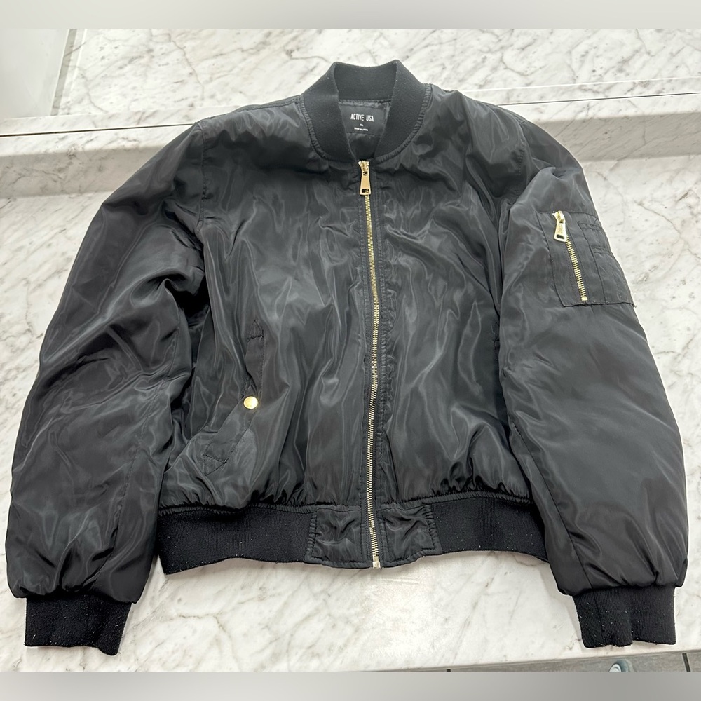 Active USA Lightweight Bomber Jacket - Black - Size 1x